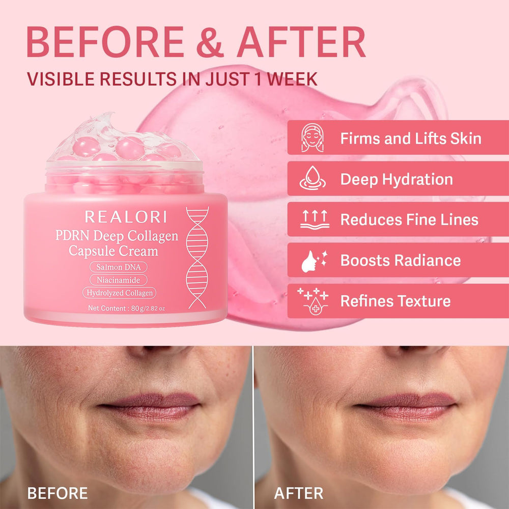 Realori PDRN Capsule Cream being applied to skin for refreshed glow