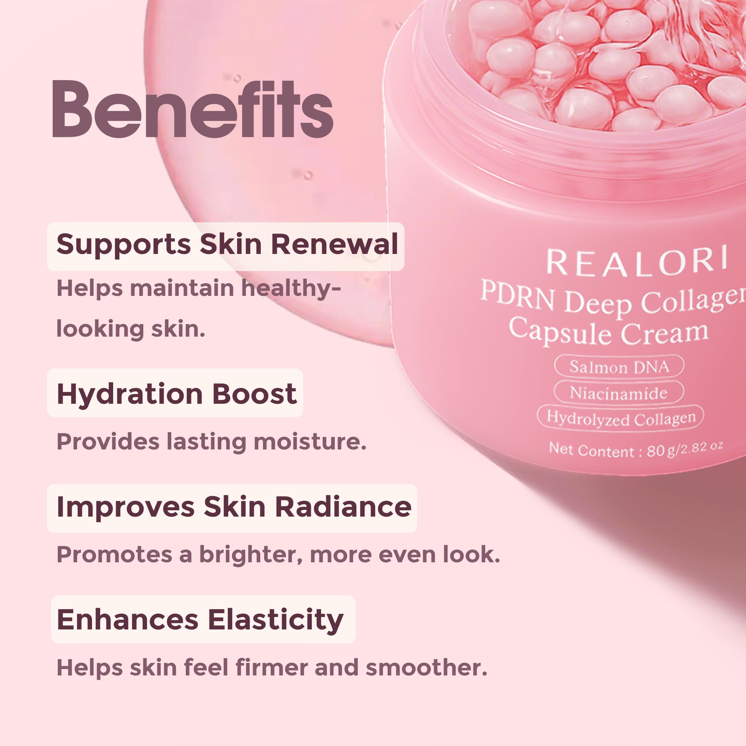 Realori PDRN Capsule Cream texture melts into skin for quick hydration