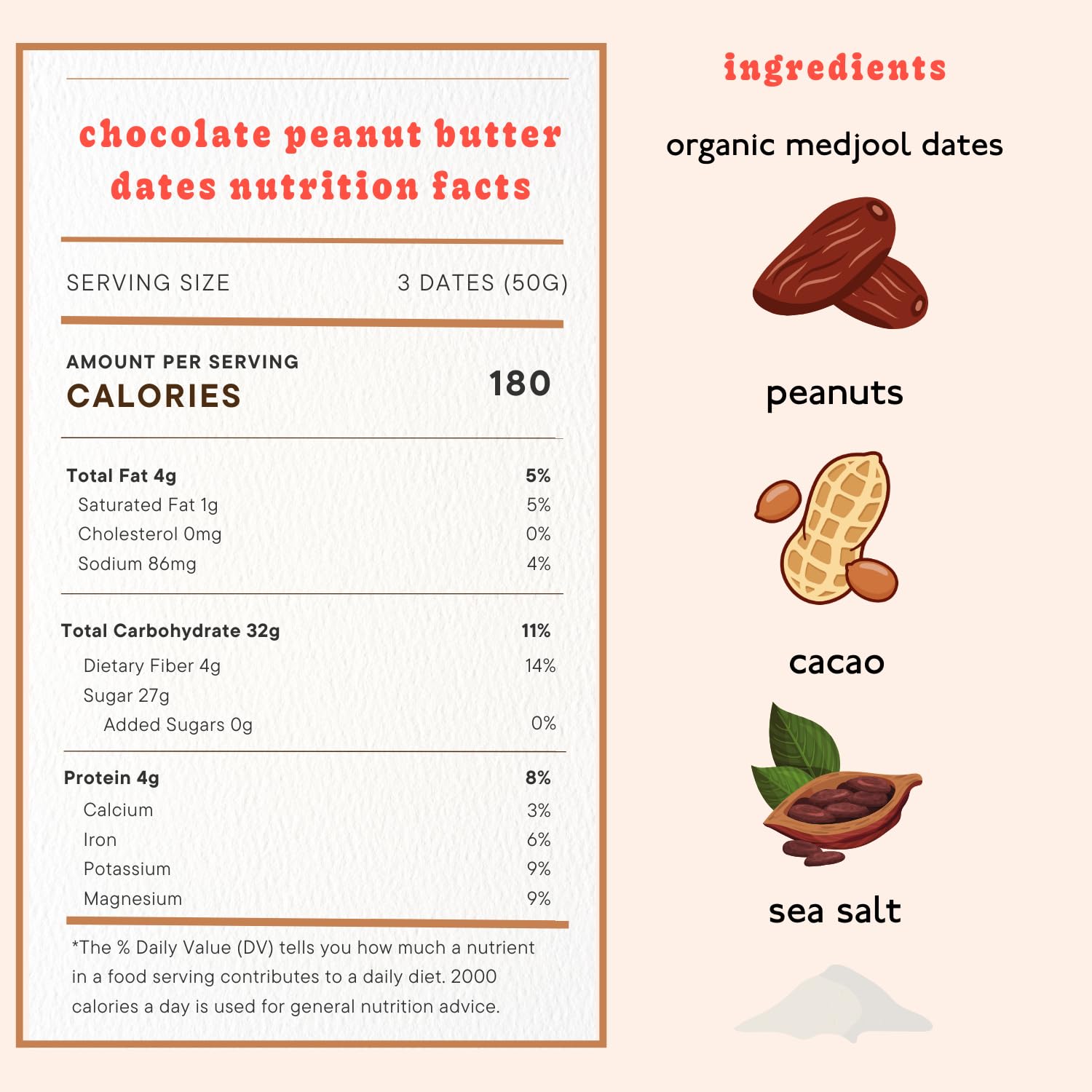 Realsy chocolate peanut butter dates in a single wrap for convenient snacking.