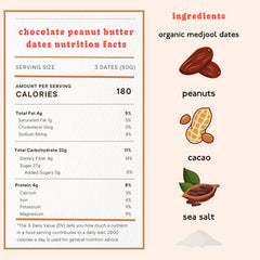 Realsy chocolate peanut butter dates in a single wrap for convenient snacking.