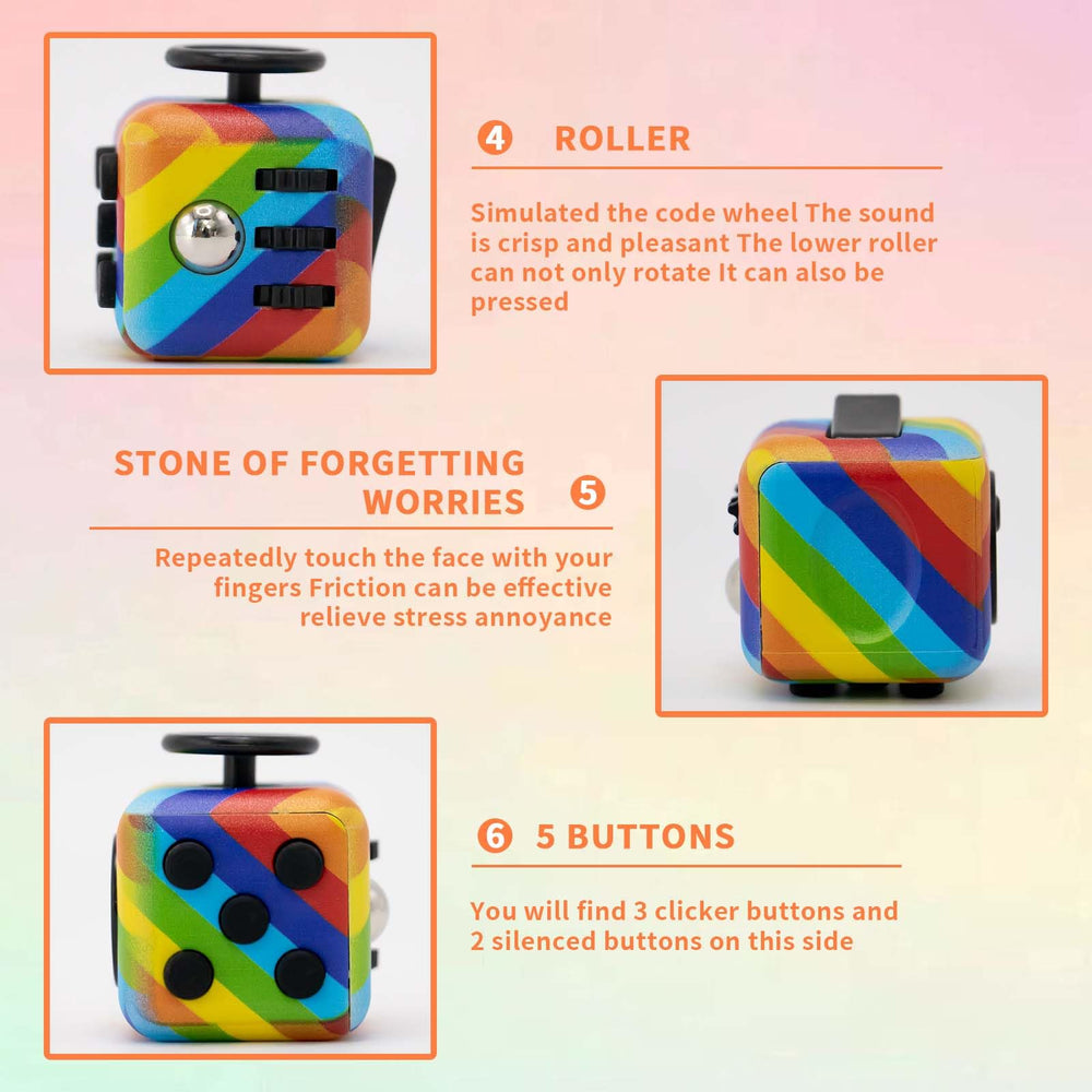 RE:BLEU fidget cube in hand for on-the-go concentration.