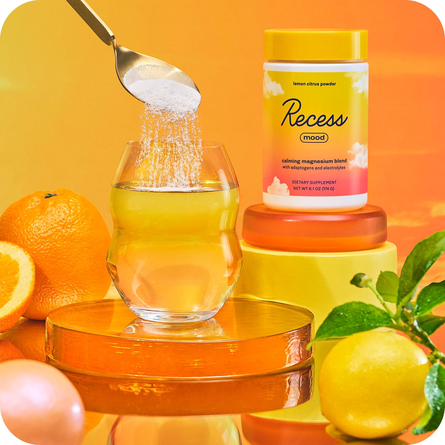 Recess Mood Powder lemon citrus spoon for quick mix and calm sip