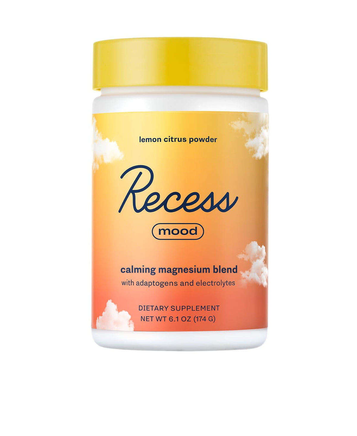 Recess Mood Powder lemon citrus tub front showing calm flavor option