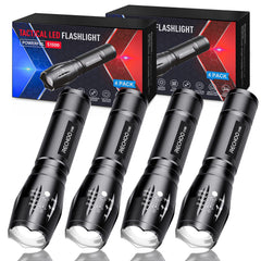 RECHOO S1500 tactical flashlight in angled-front view shows compact, rugged daily carry.