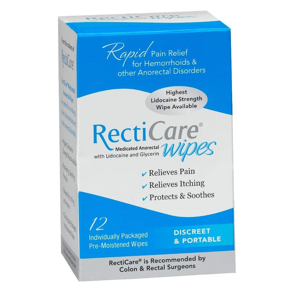 RectiCare individually wrapped wipes for portable use.