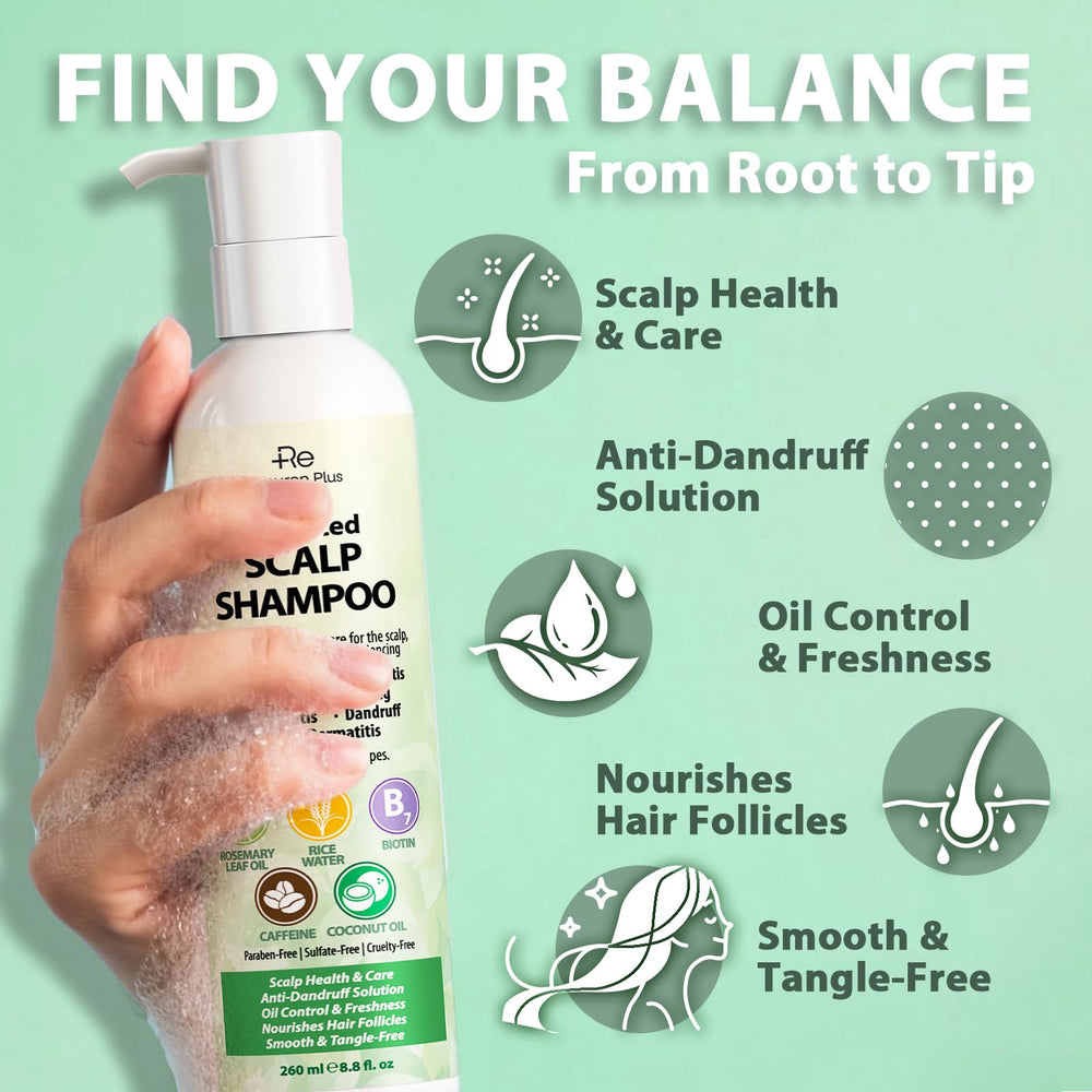 Recuren Plus shampoo scalp massage demonstrates soothing routine for irritated scalps