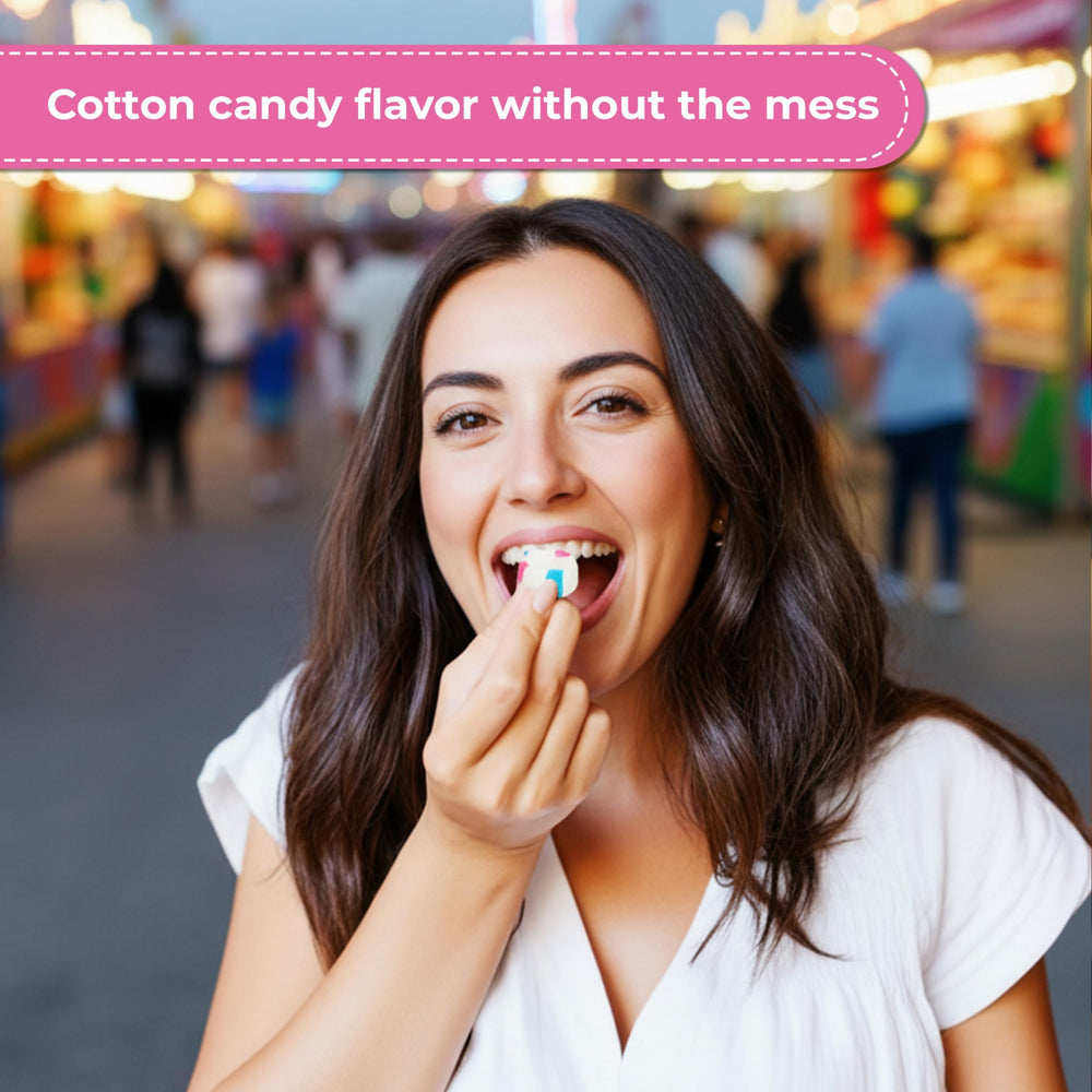 Red Bird Cotton Candy Puffs with pastel stripes, light and fluffy