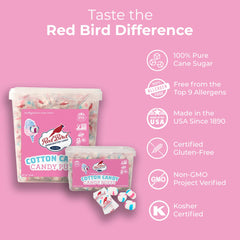 Red Bird Cotton Candy Puffs in hand, ready for on-the-go snacking