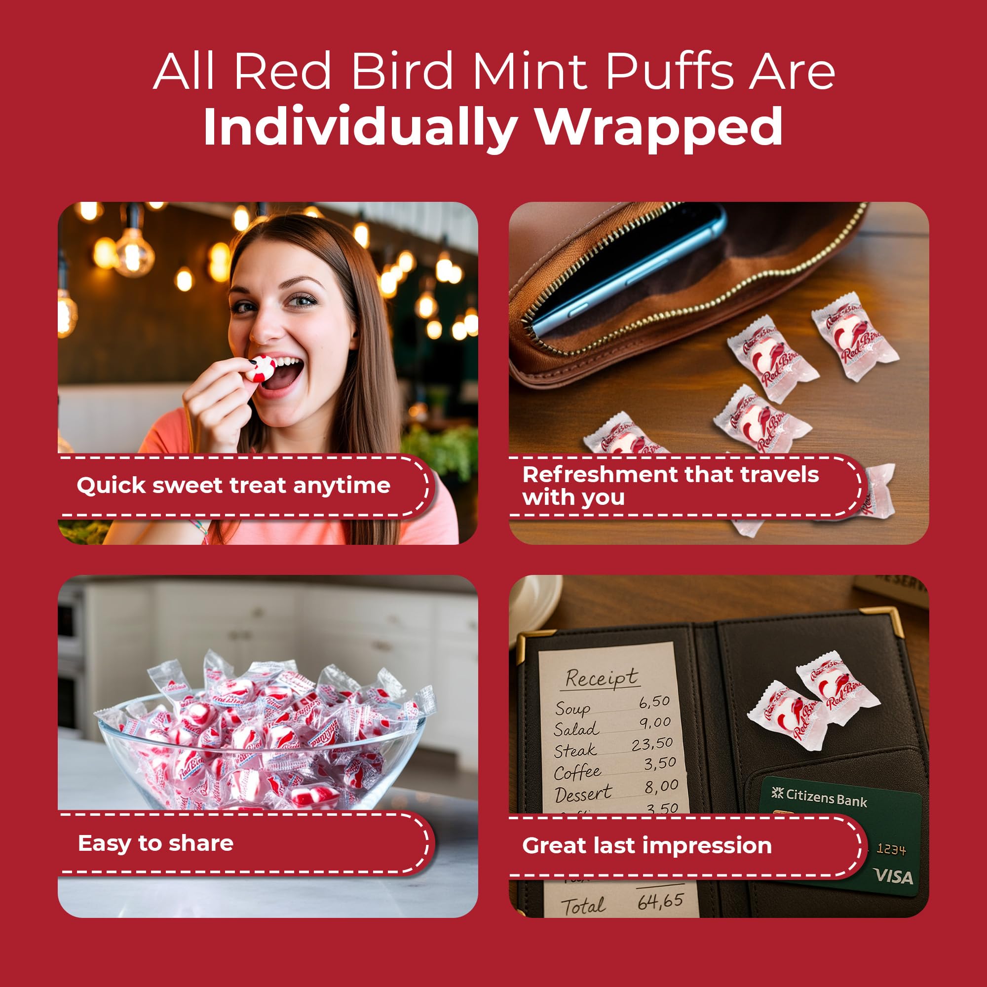 Red Bird ingredients label highlights pure cane sugar and peppermint oil