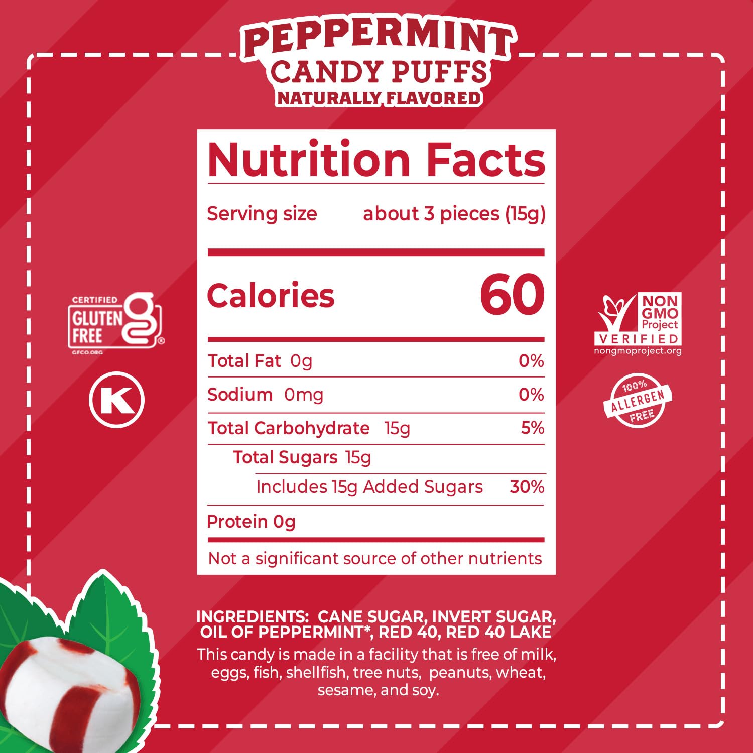 Red Bird peppermint puffs close-up texture showing melt-away feel