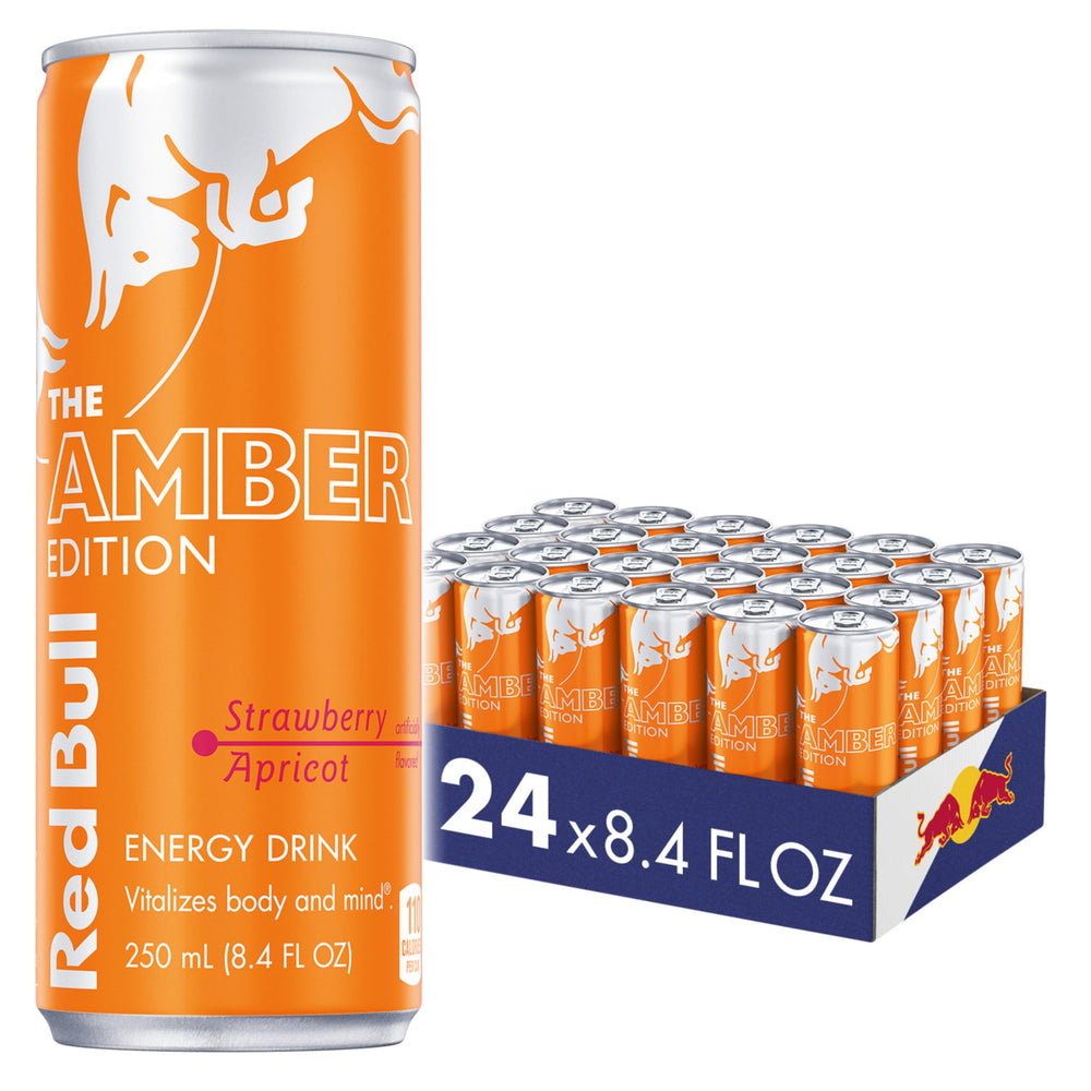 Red Bull Amber Edition Strawberry Apricot can ready for quick energy during tasks.