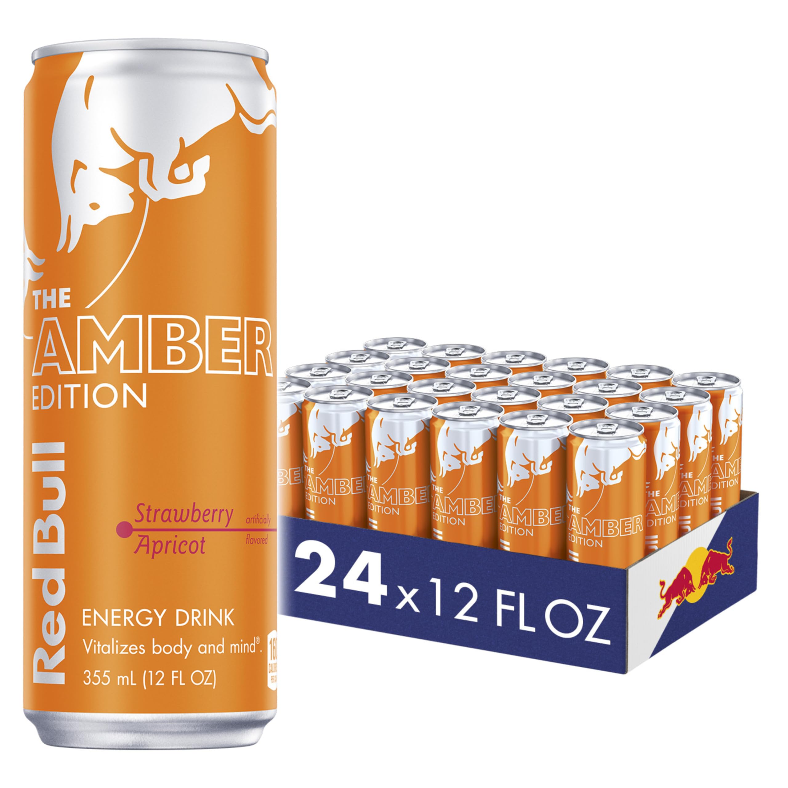 Red Bull Amber Edition can front view boosts alertness during workouts