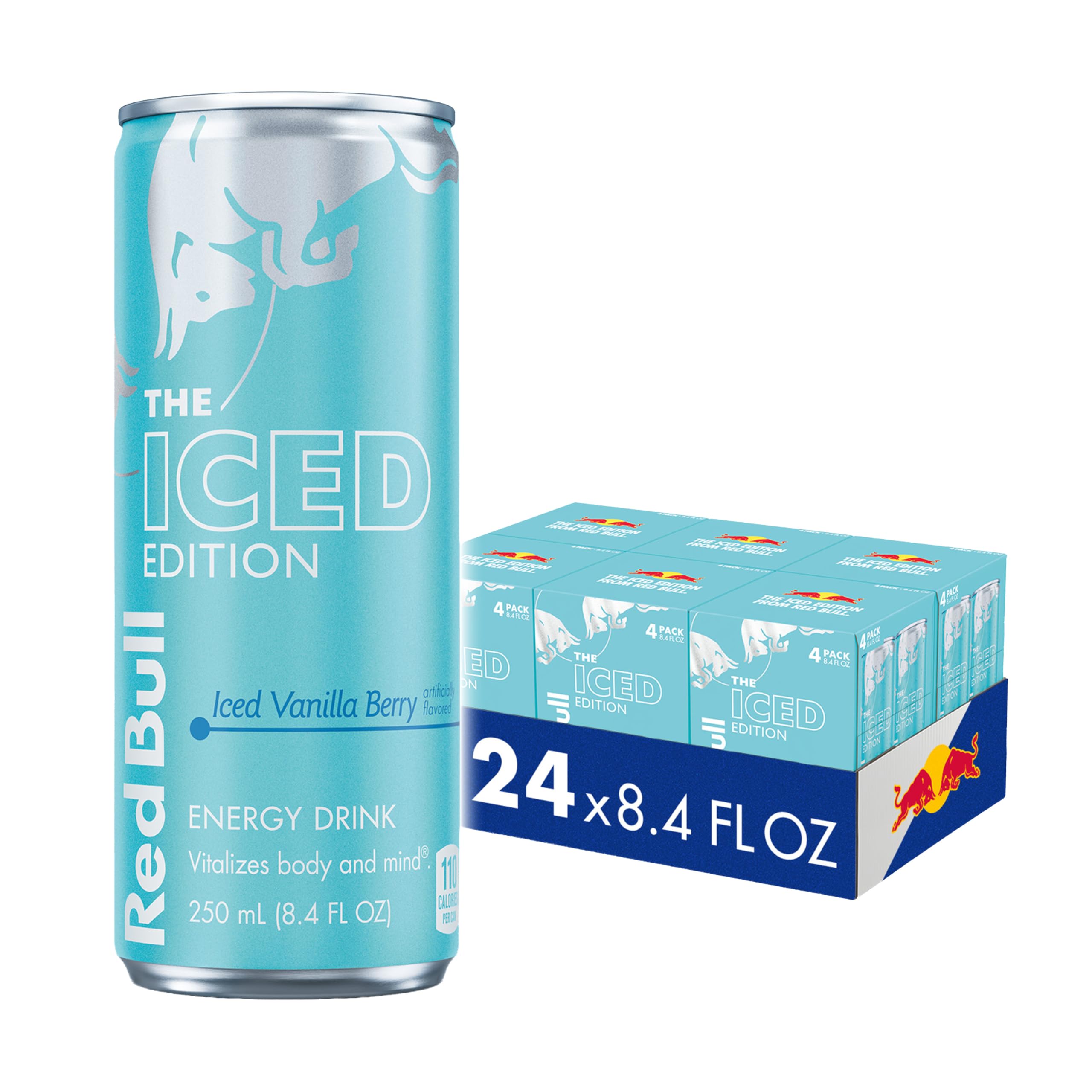 Red Bull Iced Vanilla Berry can front view highlighting energy-boosting beverage