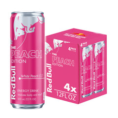 Red Bull Peach Edition can front view for quick alertness during workouts