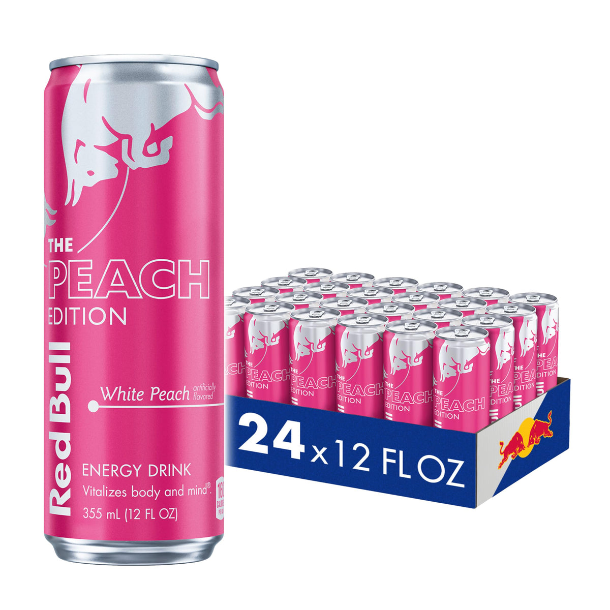 Red Bull Peach Edition can front view for a quick energy lift during workouts.