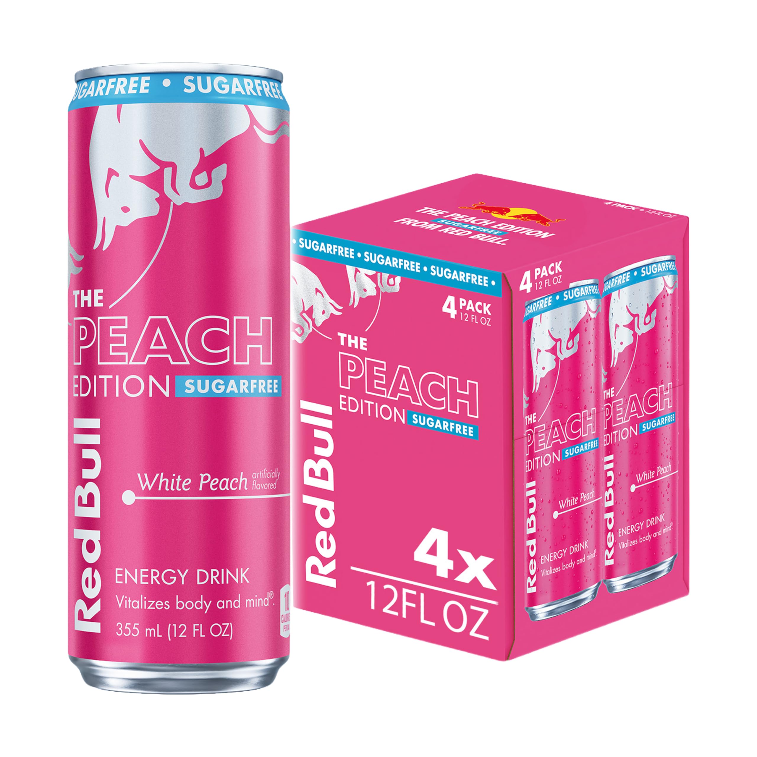 Red Bull Peach Edition Sugarfree can with crisp peach flavor boosts alertness.