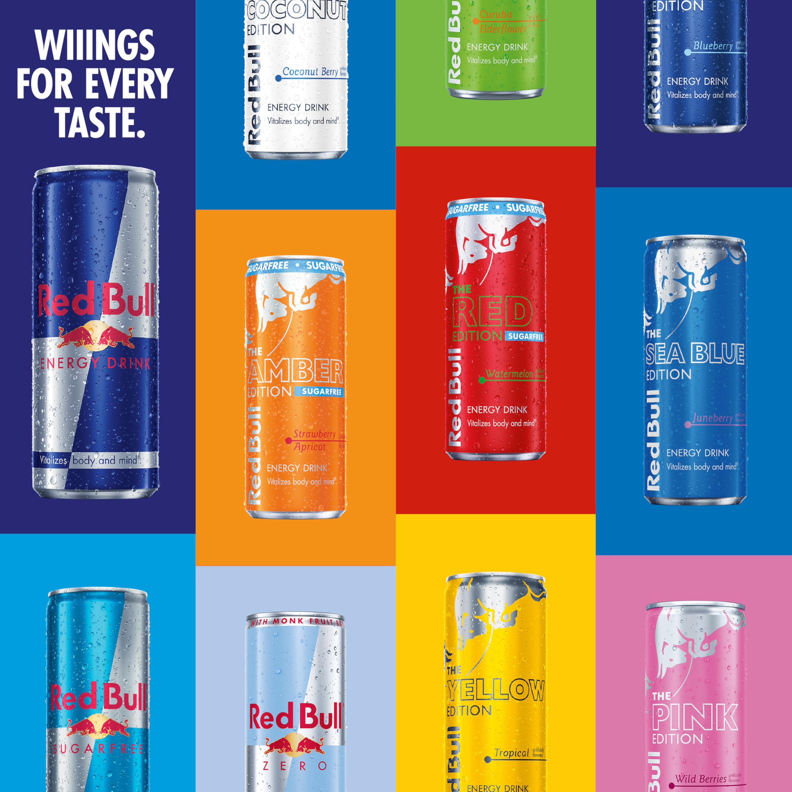 Red Bull Peach Edition Sugarfree can with citrus notes shown with fruit accent.