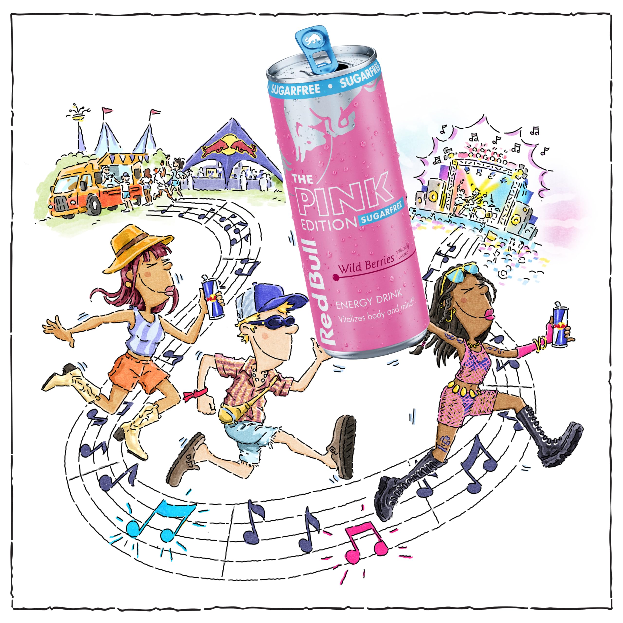 Red Bull Pink Edition Wild Berries splash signaling refreshing taste for active days