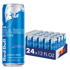 Red Bull Sea Blue Edition berry can boosts alertness for study sessions.