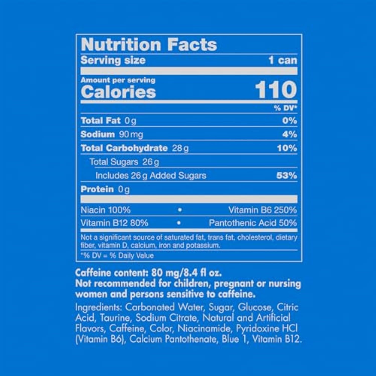 Red Bull Sea Blue Edition can back view with nutrition details