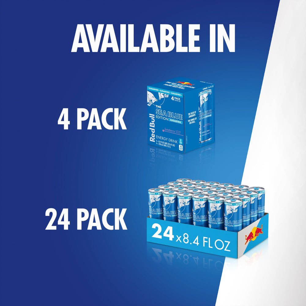Red Bull Sea Blue Edition 4-pack display ready for busy households.