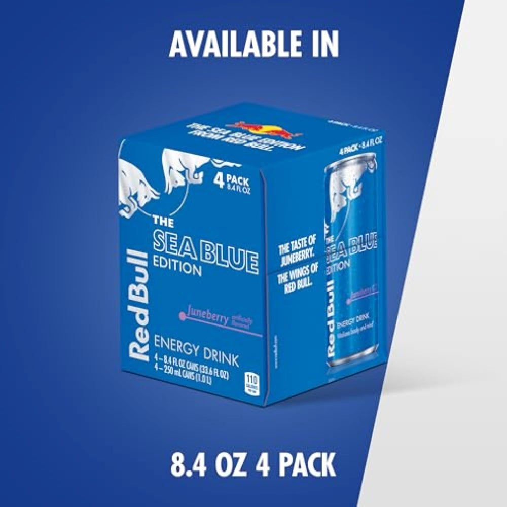 Refrigerator-friendly Red Bull Sea Blue Edition can chill