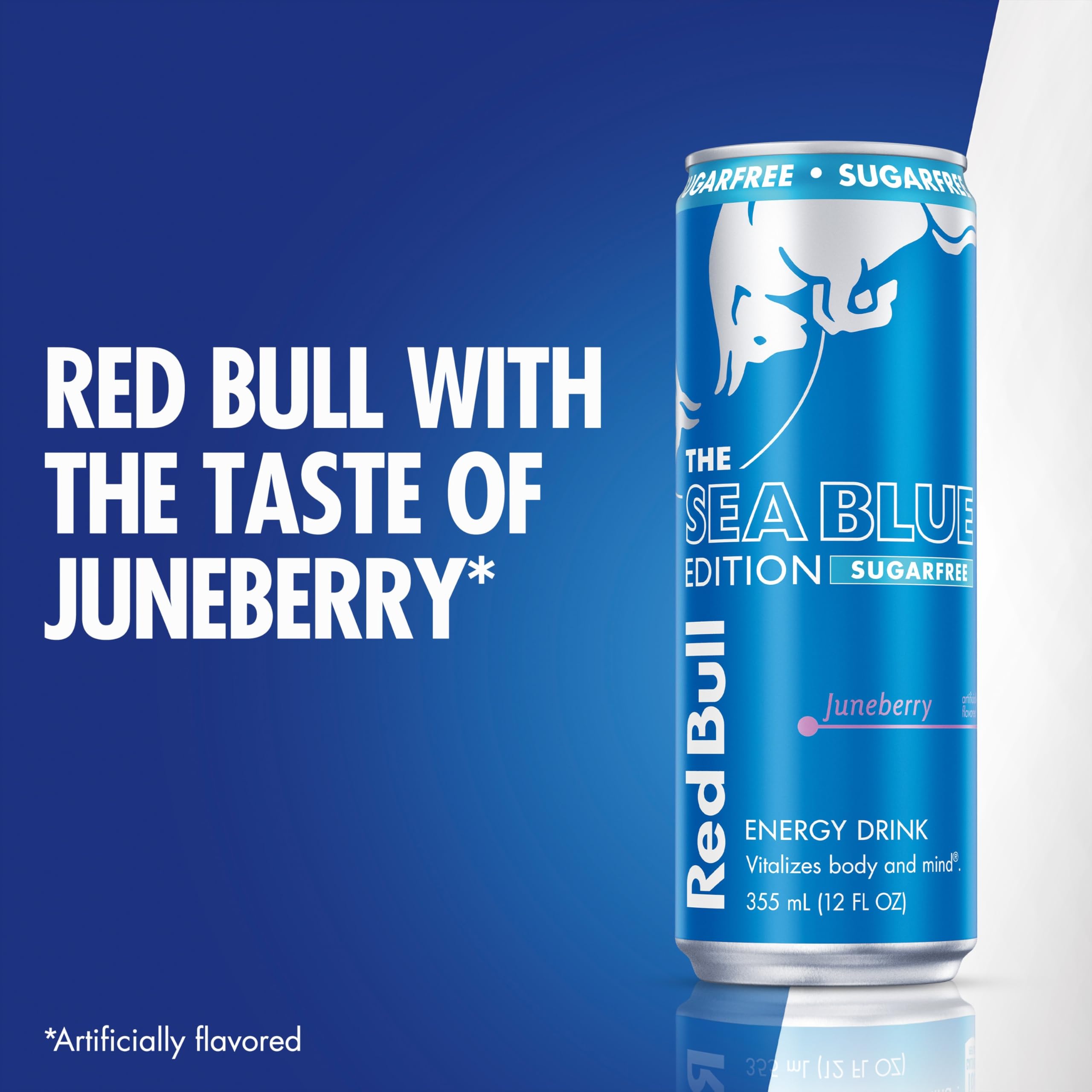 Red Bull Sea Blue Edition Sugar Free Juneberry ambient refreshment vibe.