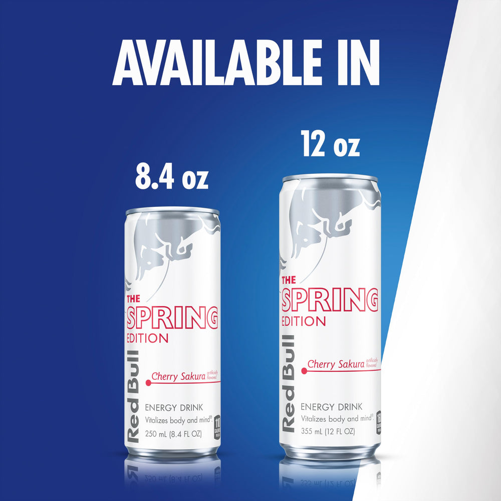 Red Bull Spring Edition Cherry Sakura energy drink suitable for workouts and late study sessions.