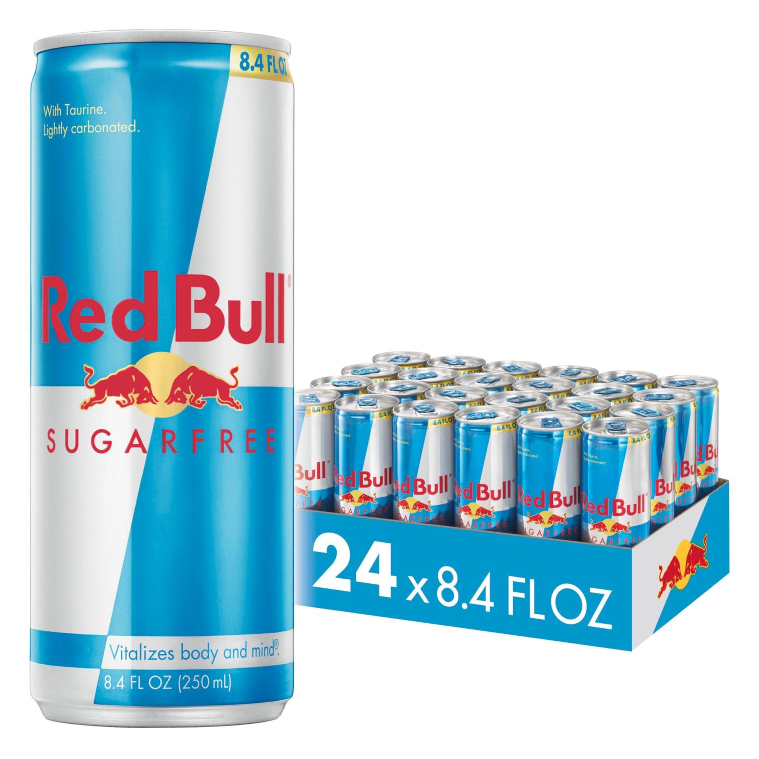 Red Bull Sugar Free 8.4 oz can on table for focused tasks.