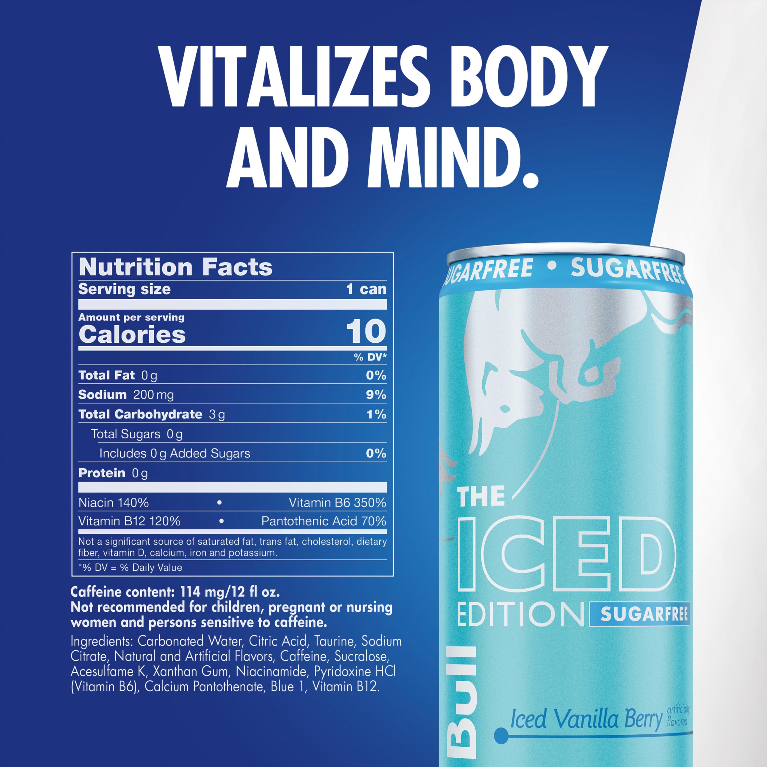 Side view of Red Bull Sugar-Free can with bold branding