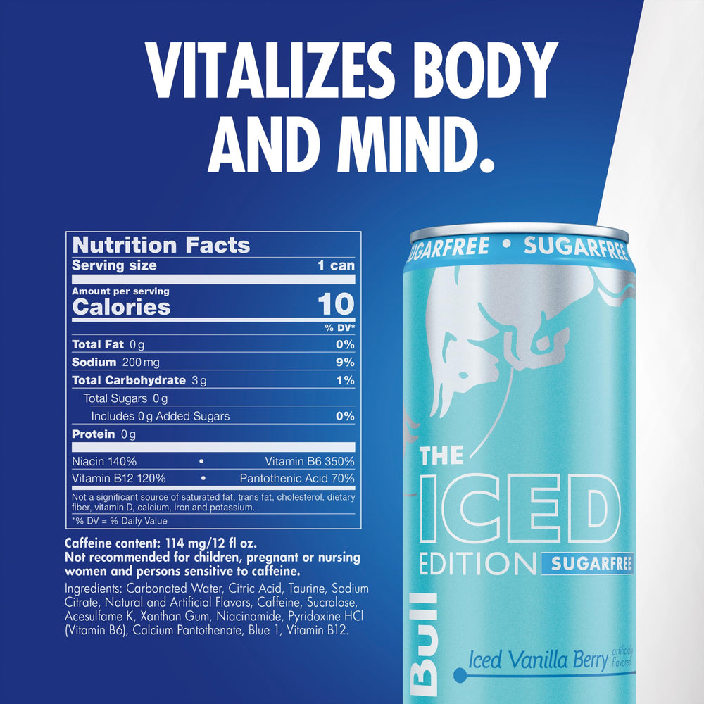 Side view of Red Bull Sugar-Free can with bold branding