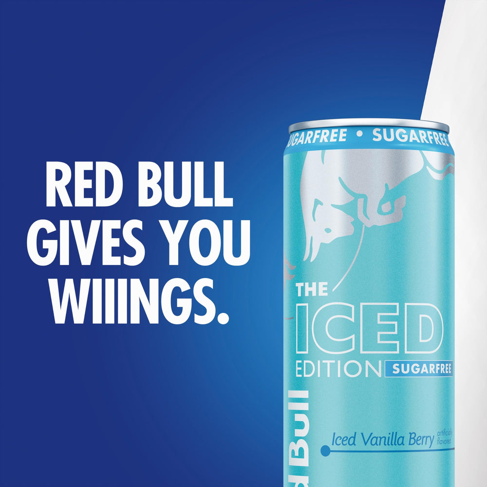 Red Bull Sugar-Free Iced Vanilla Berry can during workout break