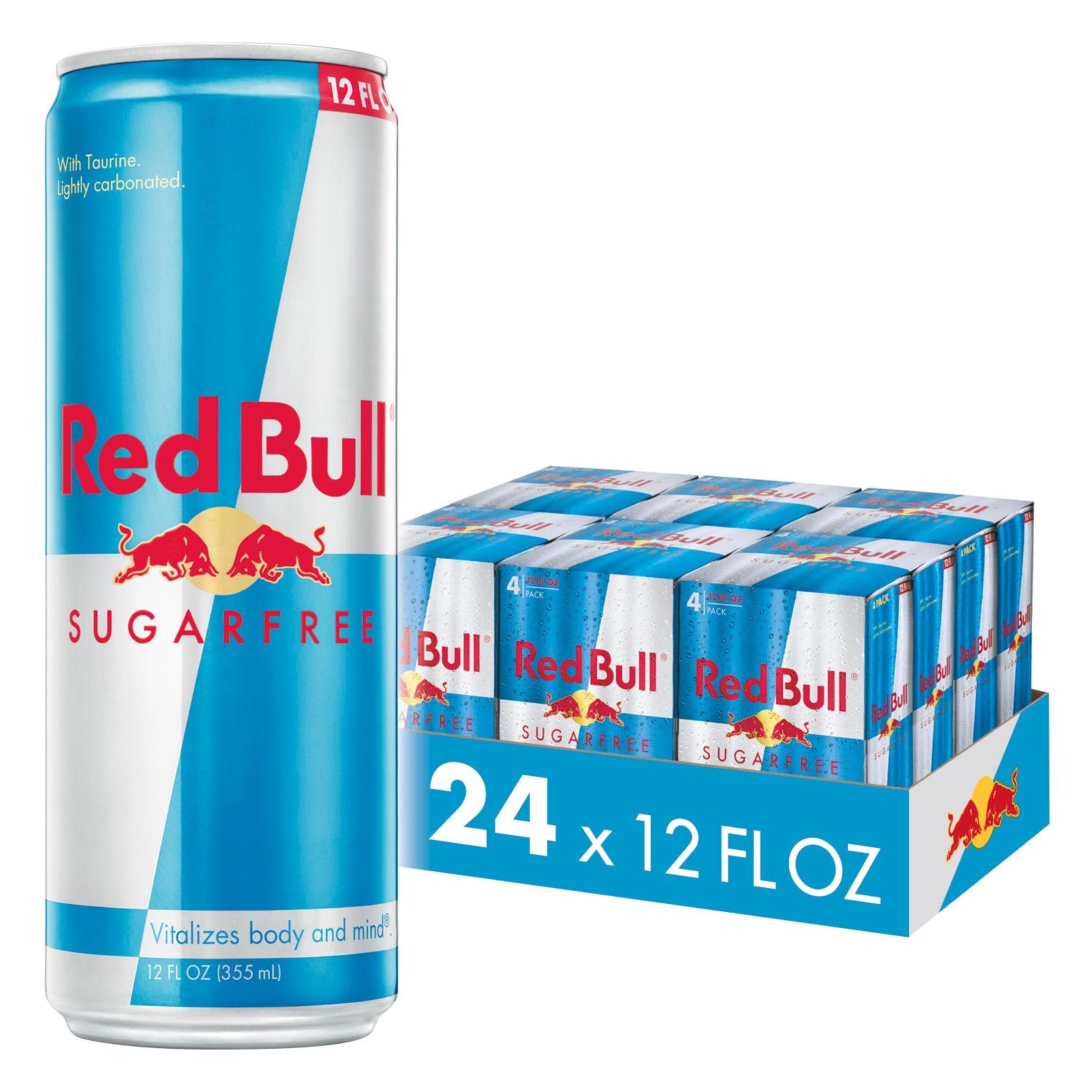 Red Bull Sugarfree can front view for quick alertness during busy days.
