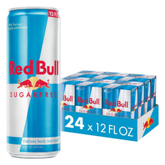 Red Bull Sugarfree can front view for quick alertness during busy days.