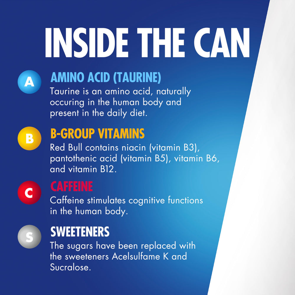 Red Bull Sugarfree can with ice, a chilled energizing option.