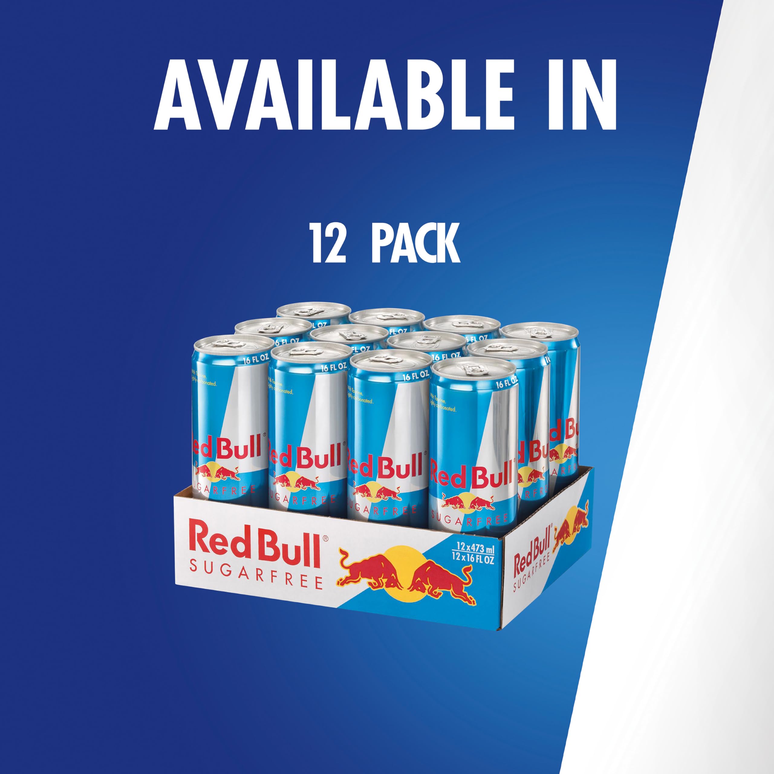 Red Bull Sugar Free can with ice and condensation for refreshment