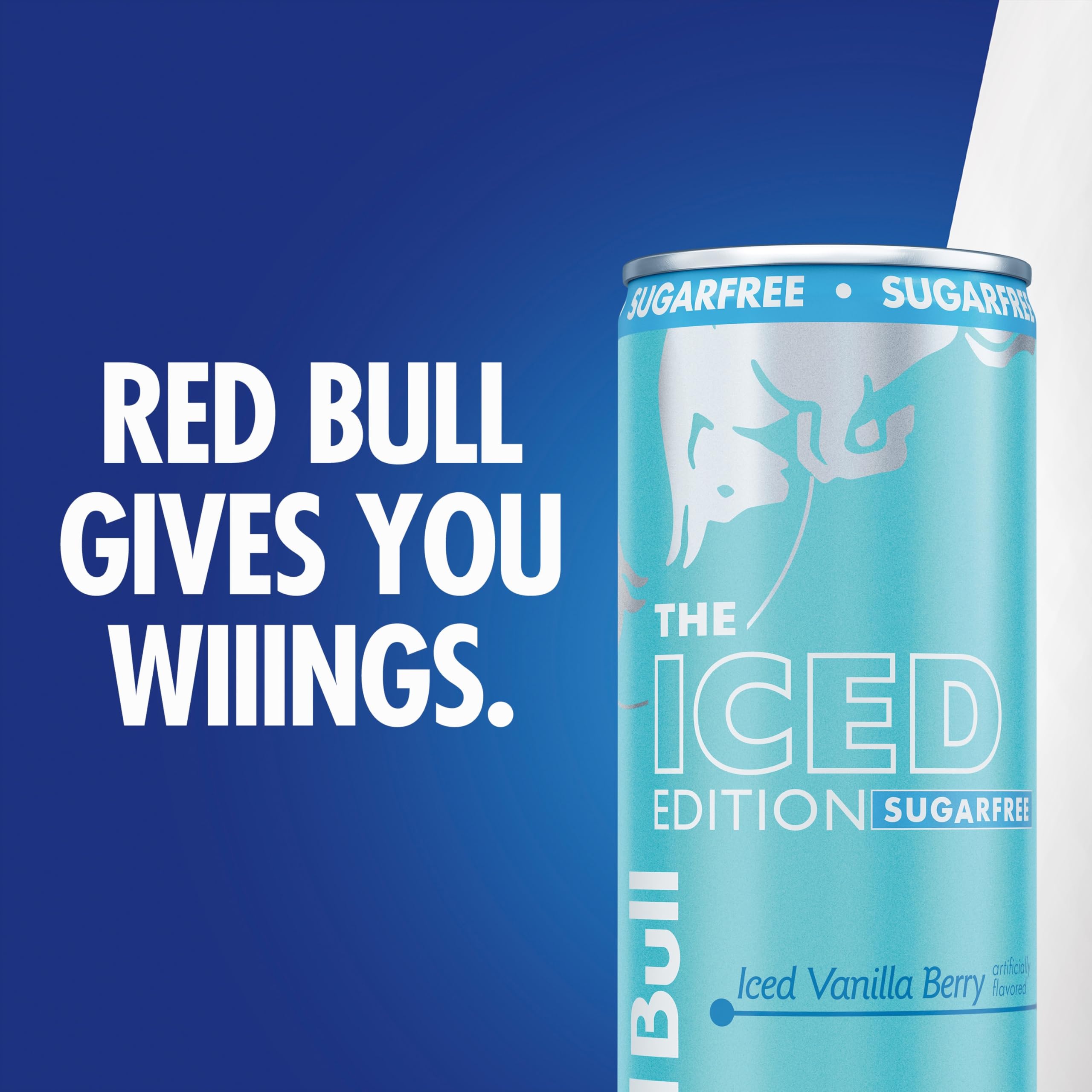 Red Bull Sugar Free Iced Vanilla Berry can in a backpack for travel