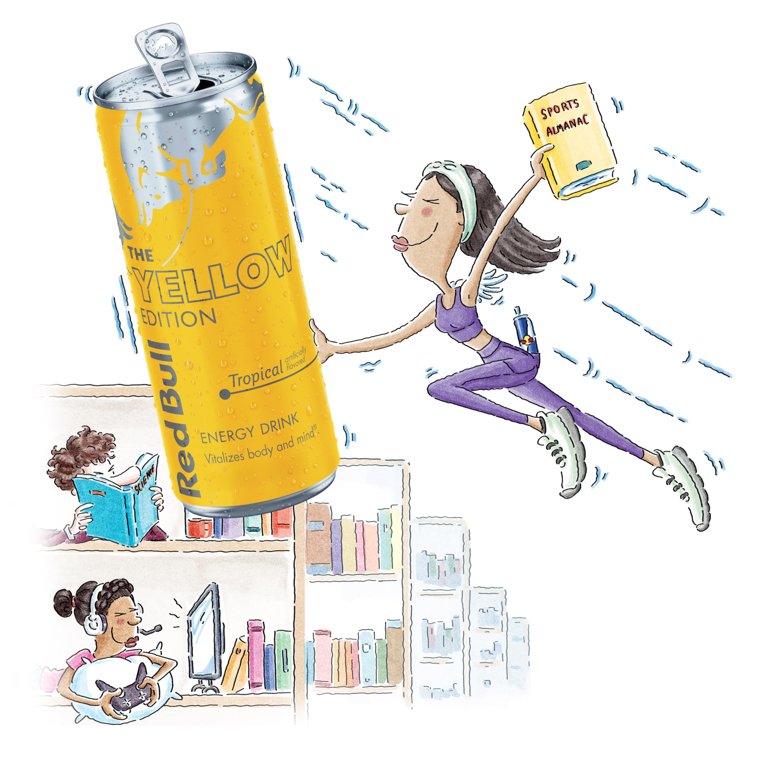 Red Bull Tropical Yellow Edition 24-pack box displayed for on-the-go energy