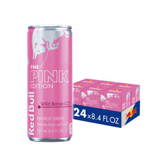 Red Bull Wild Berries Pink Edition can front view, ready for an energy boost