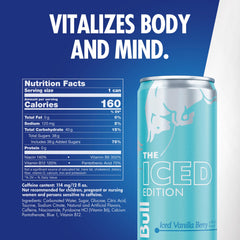 Red Bull Winter Edition blueberry-vanilla can shown for focused performance during workouts