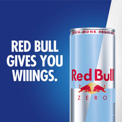 Red Bull Zero can on desk for focused work bursts.