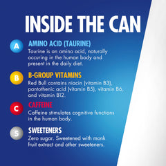 Pack of 24 Red Bull Zero cans provides ready-to-go energy.