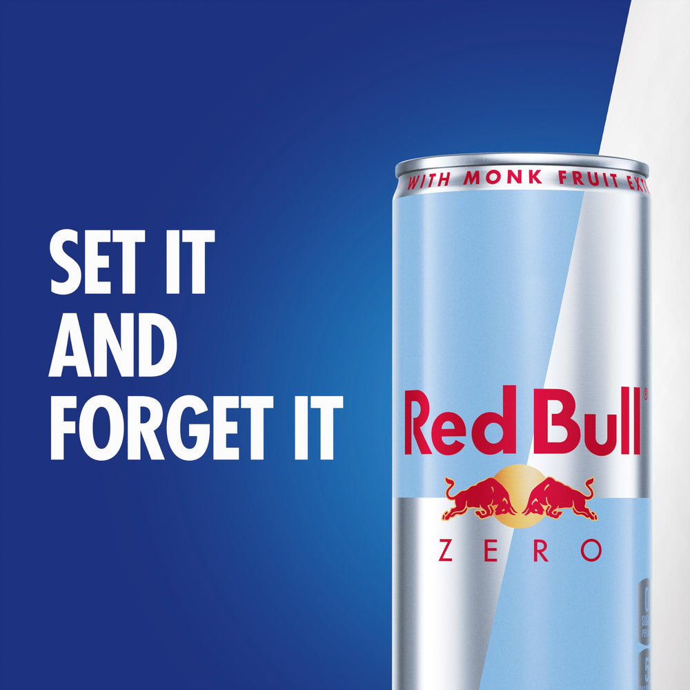 On-the-go Red Bull Zero pack fits backpacks and commutes.