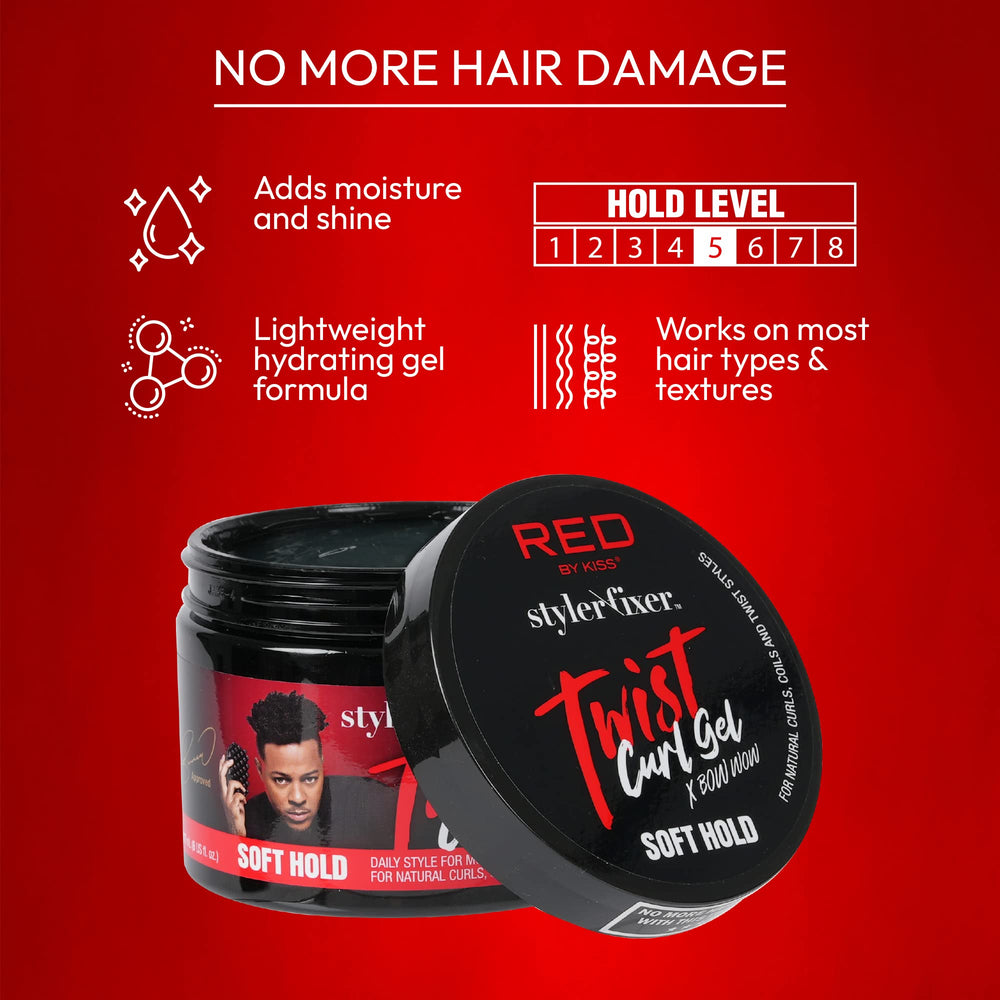 Red by Kiss Bow Wow Styler Fixer ingredients panel; coconut oil and biotin benefits
