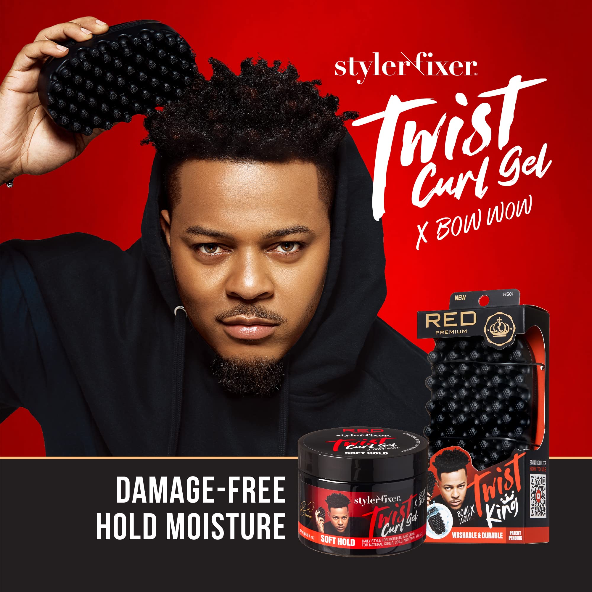 Red by Kiss Bow Wow Styler Fixer finishing shine on styled waves