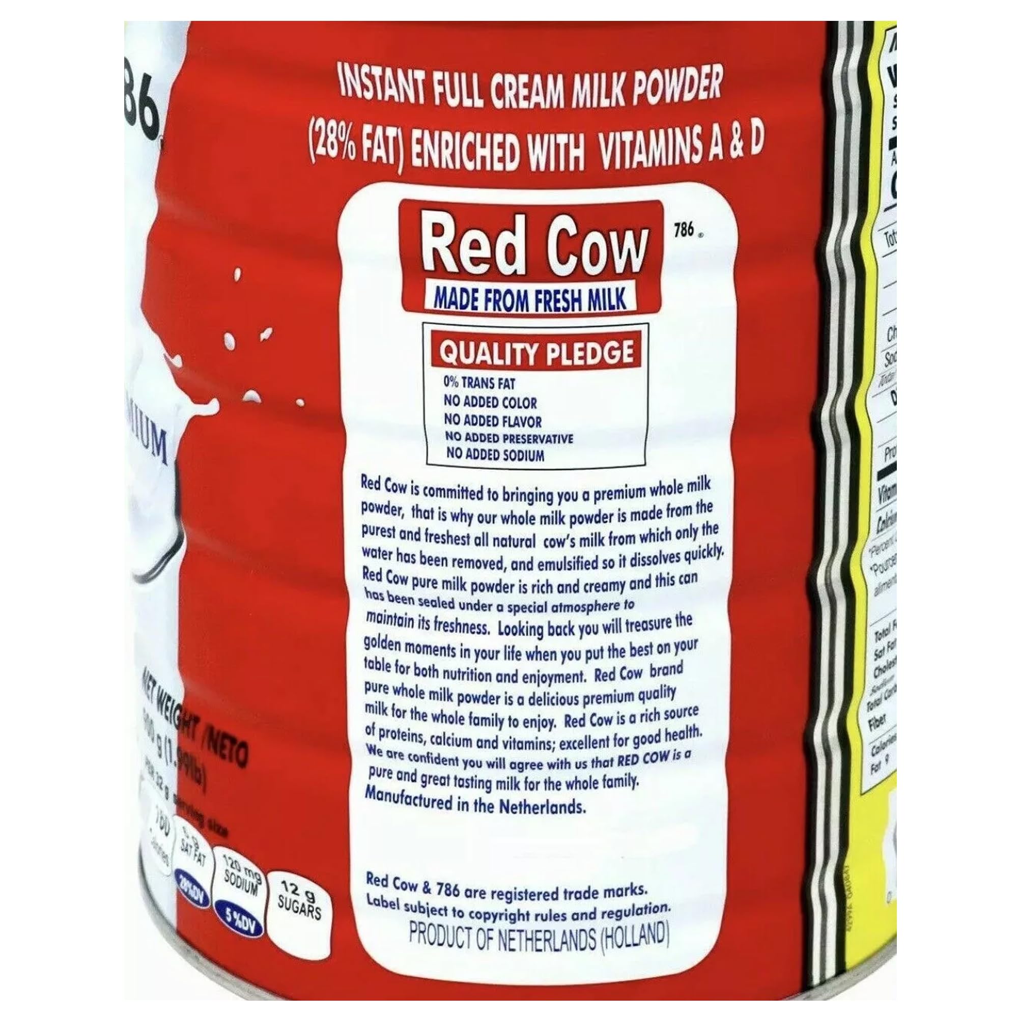 Red Cow milk powder Netherlands-origin packaging signals quality