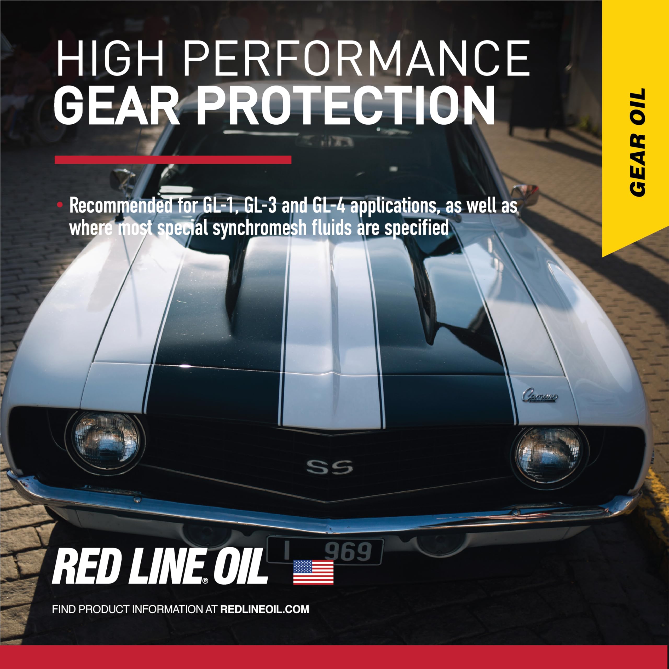 Close-up of Red Line MT-90 label showing viscosity and GL-4 rating