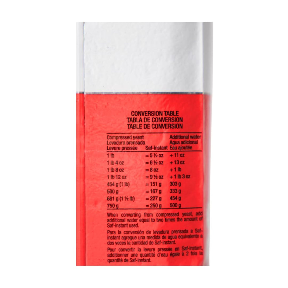 Red Star Lesaffre instant yeast label clearly shows fresh, reliable rise for recipes.