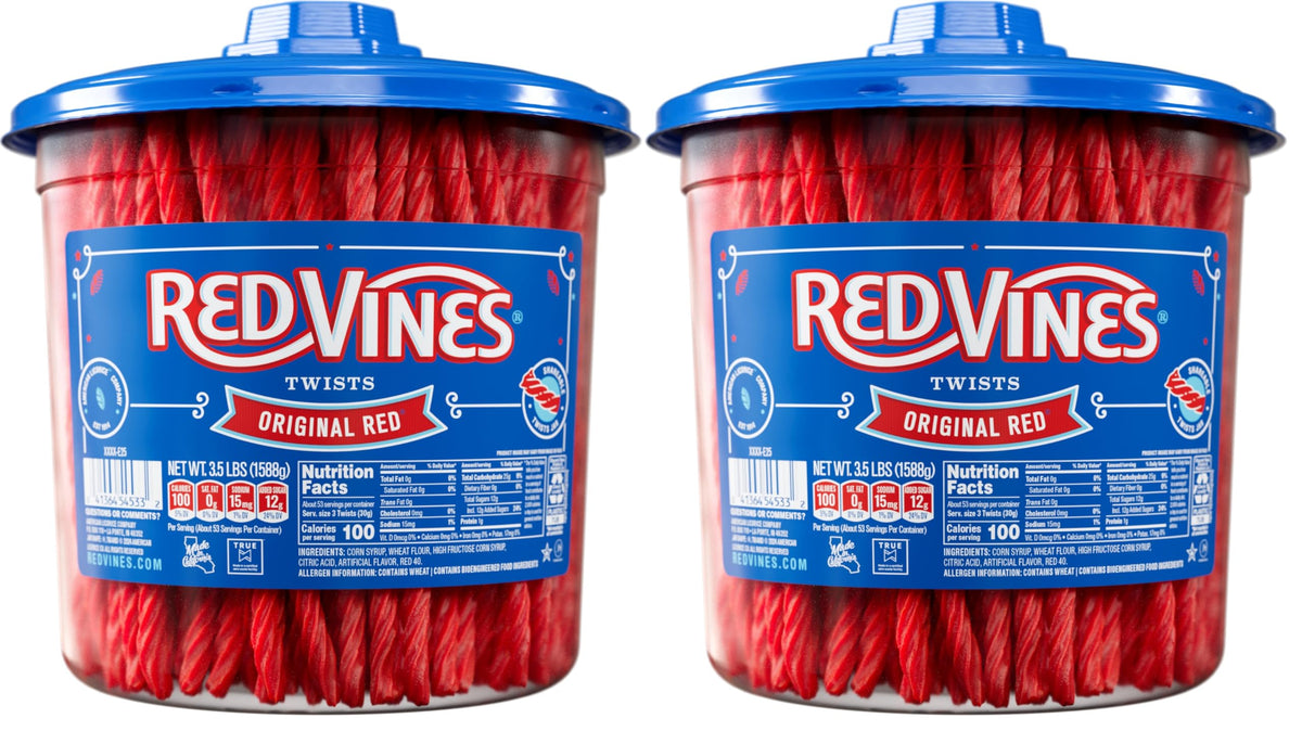 Red Vines Original Red twists in a resealable jar for on-the-go snacking