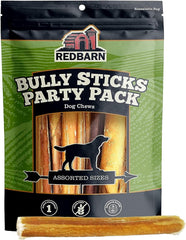 Redbarn bully sticks packaging showcases all-natural quality for safe dog chews.